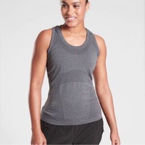 Athleta Momentum Tank Heathered Gray Racerback Seamless Athletic Workout Top